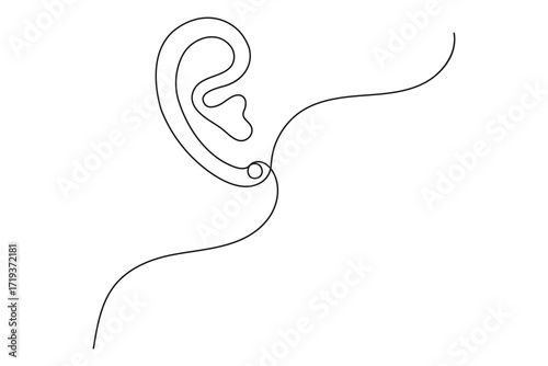 Ears icon continuous one line drawing minimalist style isolate outline vector illustration
