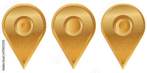 Elegant golden location pin icon for navigation and travel