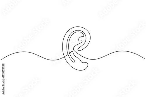 Ears icon continuous one line drawing minimalist style isolate outline vector illustration
