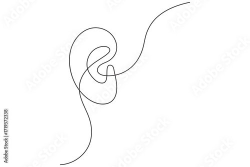Ears icon continuous one line drawing minimalist style isolate outline vector illustration

