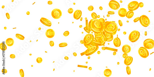 European Union Euro coins falling. Scattered gold