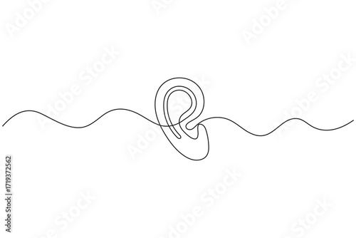 Ears icon continuous one line drawing minimalist style isolate outline vector illustration
