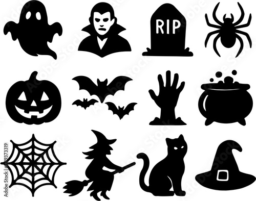 set of halloween icon  vector on tranparent background