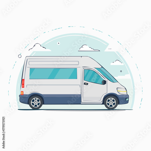 Modern Minivan Illustration Clean Lines, Simple Design