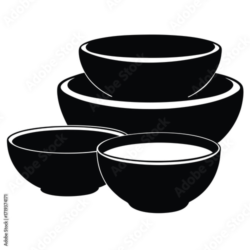 Stacked black bowls arranged together showcase minimalist design and simple elegance perfectly