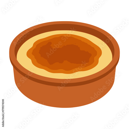 Crema Catalana Spanish crème brûlée flat color vector illustration template design