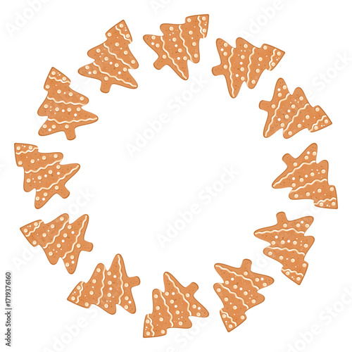 Tree Cookie Wreath, Christmas Tree Biscuit Ring, Tree Biscuit Circle