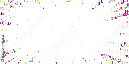 Scattered letters of latin alphabet. Colorful