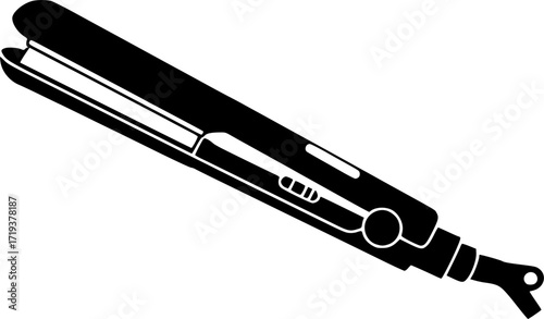 black and white silhouette of a hair straightener vector on a white background
