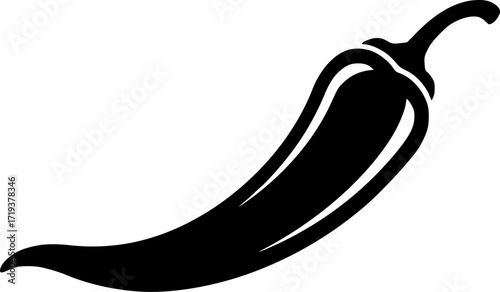 black and white vector chili silhouette on a white background
