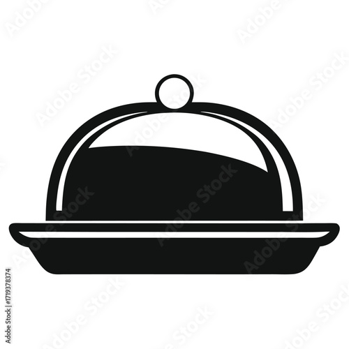 Sleek black serving dish showcases a stylish dome lid on a simple white background