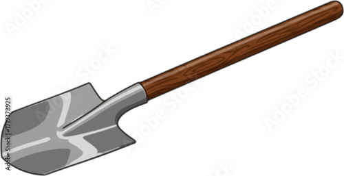Silhouette image of a shovel on a white background
