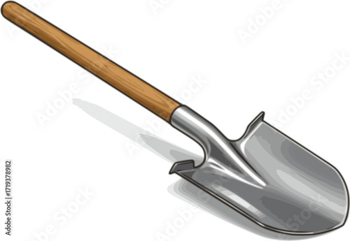 Silhouette image of a shovel on a white background

