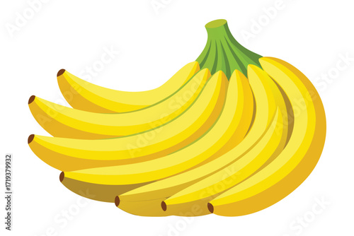 A bunch of vibrant yellow bananas are grouped together, ready to be enjoyed
