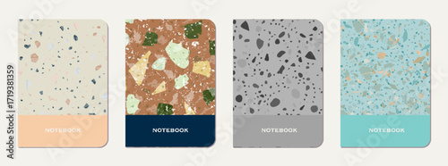 School notebook cover design. Terrazzo abstract