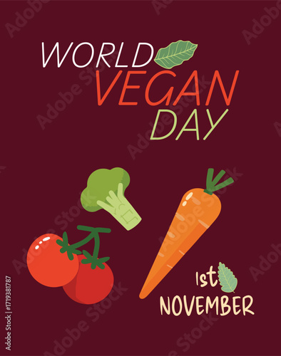 Celebrating world vegan day with fresh vegetables on a dark background