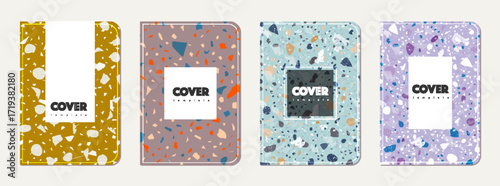 School notebook cover design. Terrazzo abstract