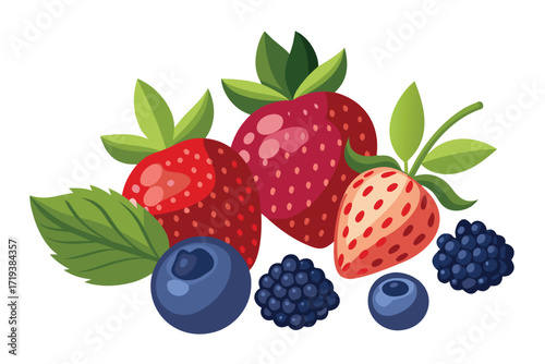 Fresh strawberries, blueberries, and blackberries create a colorful and nutritious berry medley for eating