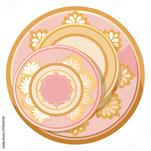 Elegant Pink and Gold Decorative Plates Design Set elegant pink