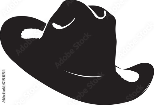 Silhouette of a Classic Cowboy Hat: A stylish monochrome representation of a traditional cowboy hat, evoking the spirit of the American West.