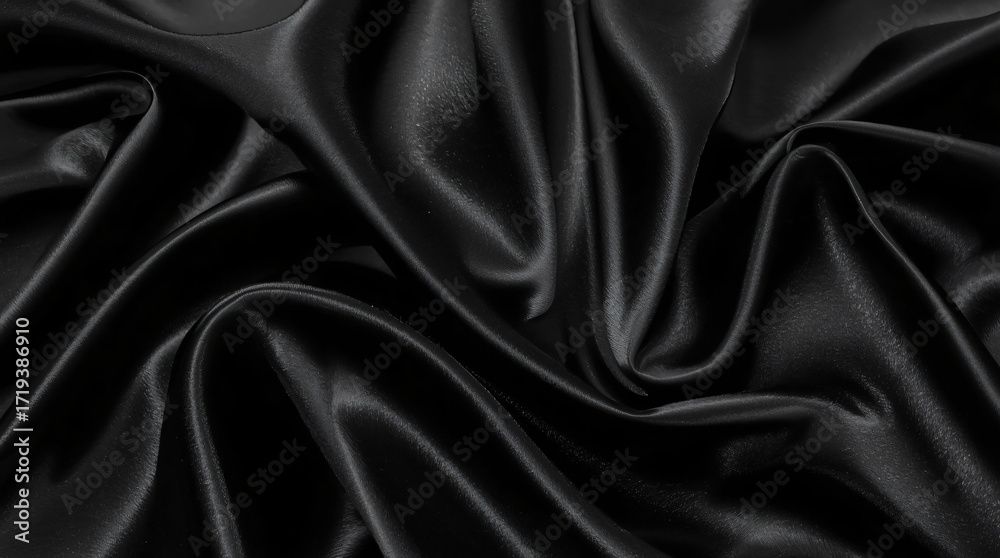 Fototapeta premium Abstract background black luxury cloth or liquid wave or wavy folds of grunge silk texture satin velvet material or elegant wallpaper design, background