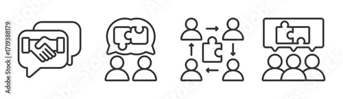 Collaboration icon set multiple concept collection