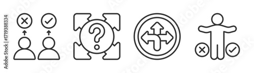 Decision icon set multiple concept collection