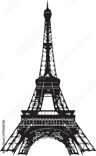 Eiffel Tower Silhouette: A striking, high-contrast silhouette of the Eiffel Tower, the iconic landmark and symbol of romance and Parisian charm.