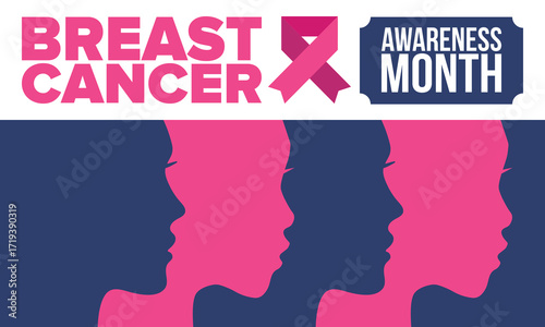 Breast Cancer Awareness Month. Pink october. Pink ribbon. Woman healthcare. Celebrate annual. Medic concept. Girl solidarity. Cancer prevention. Female disease. Poster, banner and background. Vector