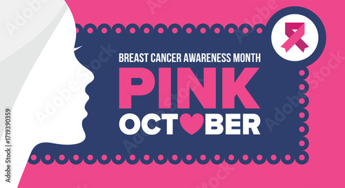 Breast Cancer Awareness Month. Pink october. Pink ribbon. Woman healthcare. Celebrate annual. Medic concept. Girl solidarity. Cancer prevention. Female disease. Poster, banner and background. Vector