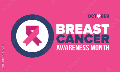 Breast Cancer Awareness Month. Pink october. Pink ribbon. Woman healthcare. Celebrate annual. Medic concept. Girl solidarity. Cancer prevention. Female disease. Poster, banner and background. Vector