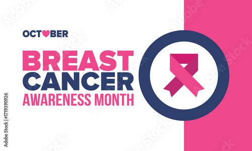 Breast Cancer Awareness Month. Pink october. Pink ribbon. Woman healthcare. Celebrate annual. Medic concept. Girl solidarity. Cancer prevention. Female disease. Poster, banner and background. Vector