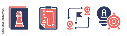 Strategy icon set multiple concept collection
