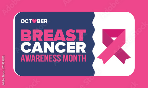 Breast Cancer Awareness Month. Pink october. Pink ribbon. Woman healthcare. Celebrate annual. Medic concept. Girl solidarity. Cancer prevention. Female disease. Poster, banner and background. Vector