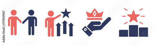 Leardership icon set multiple concept collection