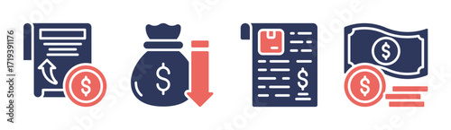 Expense icon set multiple concept collection