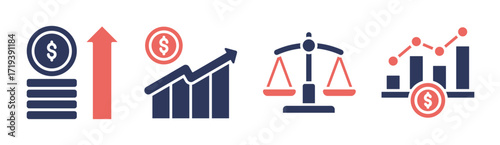 Profit icon set multiple concept collection