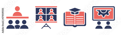 Training icon set multiple concept collection