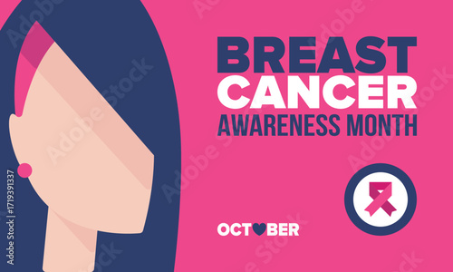 Breast Cancer Awareness Month. Pink october. Pink ribbon. Woman healthcare. Celebrate annual. Medic concept. Girl solidarity. Cancer prevention. Female disease. Poster, banner and background. Vector