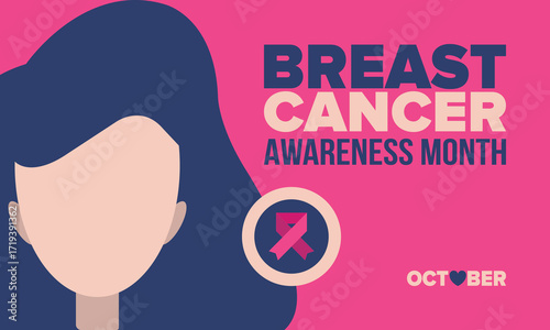Breast Cancer Awareness Month. Pink october. Pink ribbon. Woman healthcare. Celebrate annual. Medic concept. Girl solidarity. Cancer prevention. Female disease. Poster, banner and background. Vector