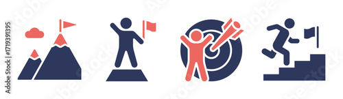 Challenge icon set multiple concept collection