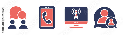 Communication icon set multiple concept collection