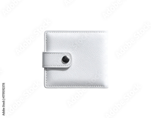 A small, square, white leather pouch with a single button closure and a small, folded-over flap