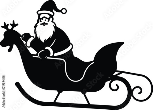 santa claus riding sleigh on white background.eps