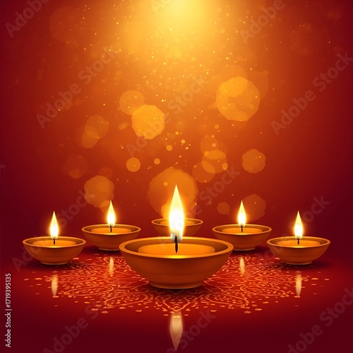 Modern Artistic Diwali Banner with Clay Diyas