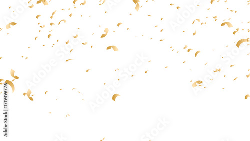 Golden confetti pieces scattered on transparency background create festive and celebratory atmosphere, perfect for parties and celebrations. shimmering effect adds touch of elegance and excitement