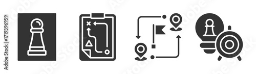 Strategy icon set multiple concept collection