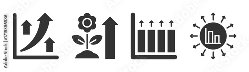 Growth icon set multiple concept collection
