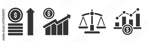 Profit icon set multiple concept collection