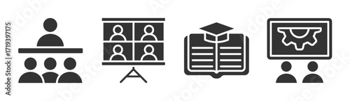 Training icon set multiple concept collection